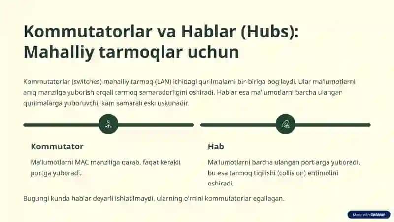 Kompyuter tarmoqlari vositalari: Umumiy ko'rinish 4