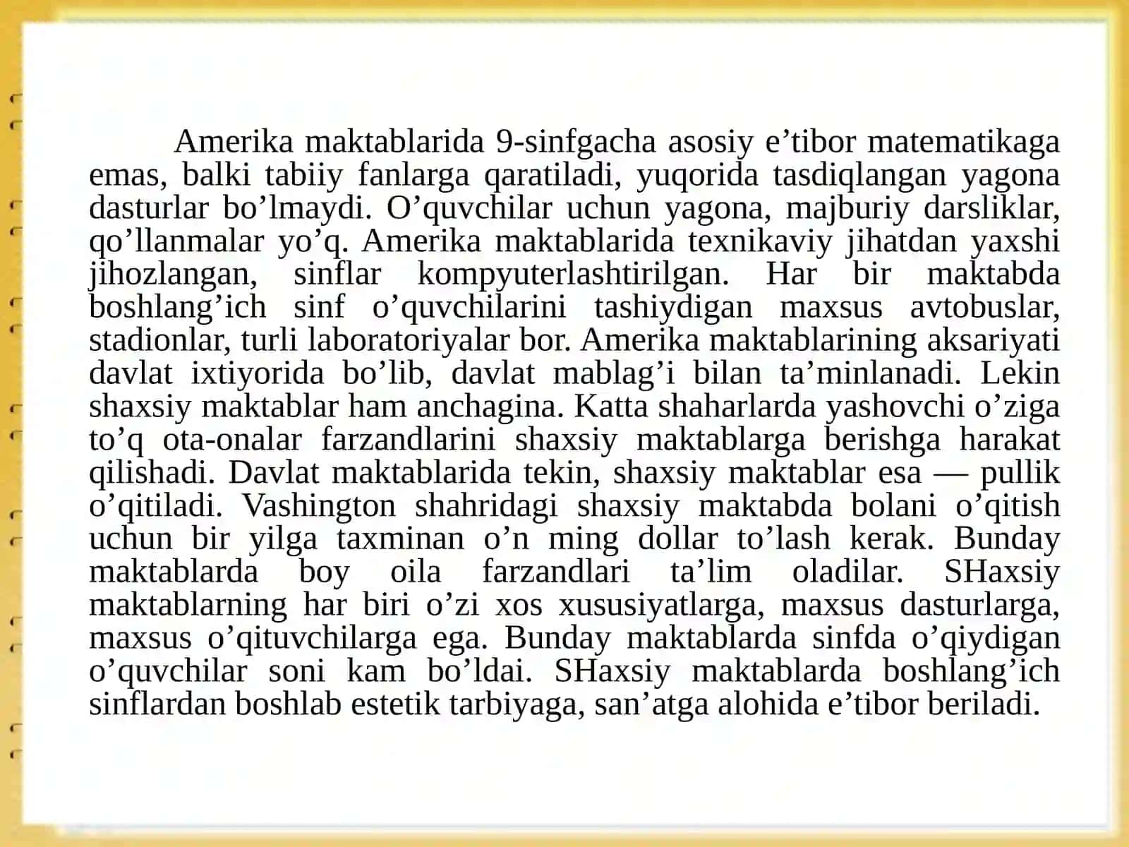 Xorij va O'zbekiston ta'lim tizimi 4