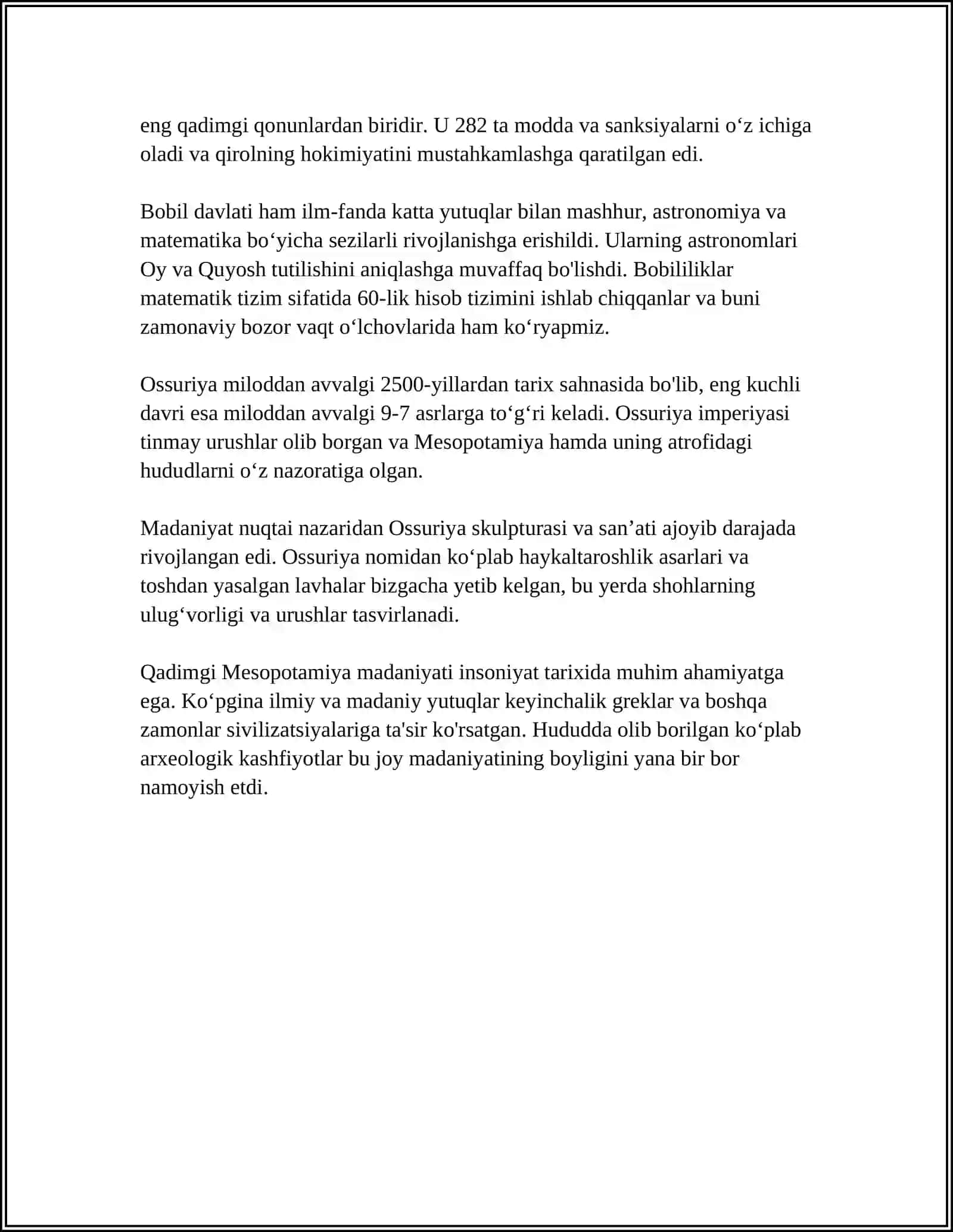 QADIMGI MESOPOTAMIYA MILL.AVV |V-|| MING YILLIKLARDA 4