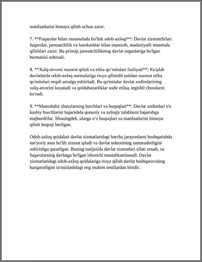 ÒZBEKISTONDA DAVLAT HIZMATCHILARINGING ODOB AXLOQ QOIDALARI 4
