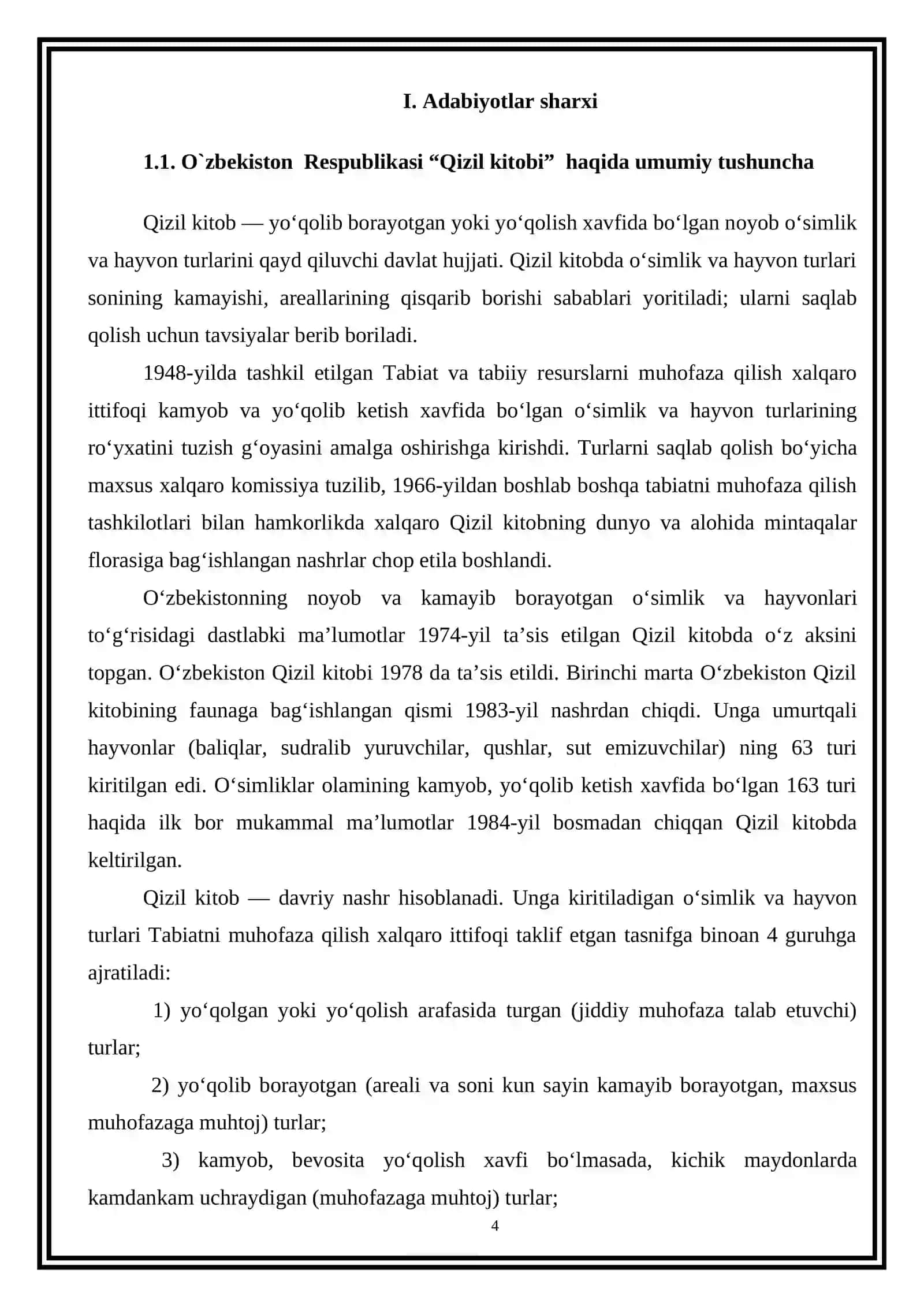O’zbekiston qizil kitobining o’simliklar himoya qilishidagi roli va ahamiyati 4