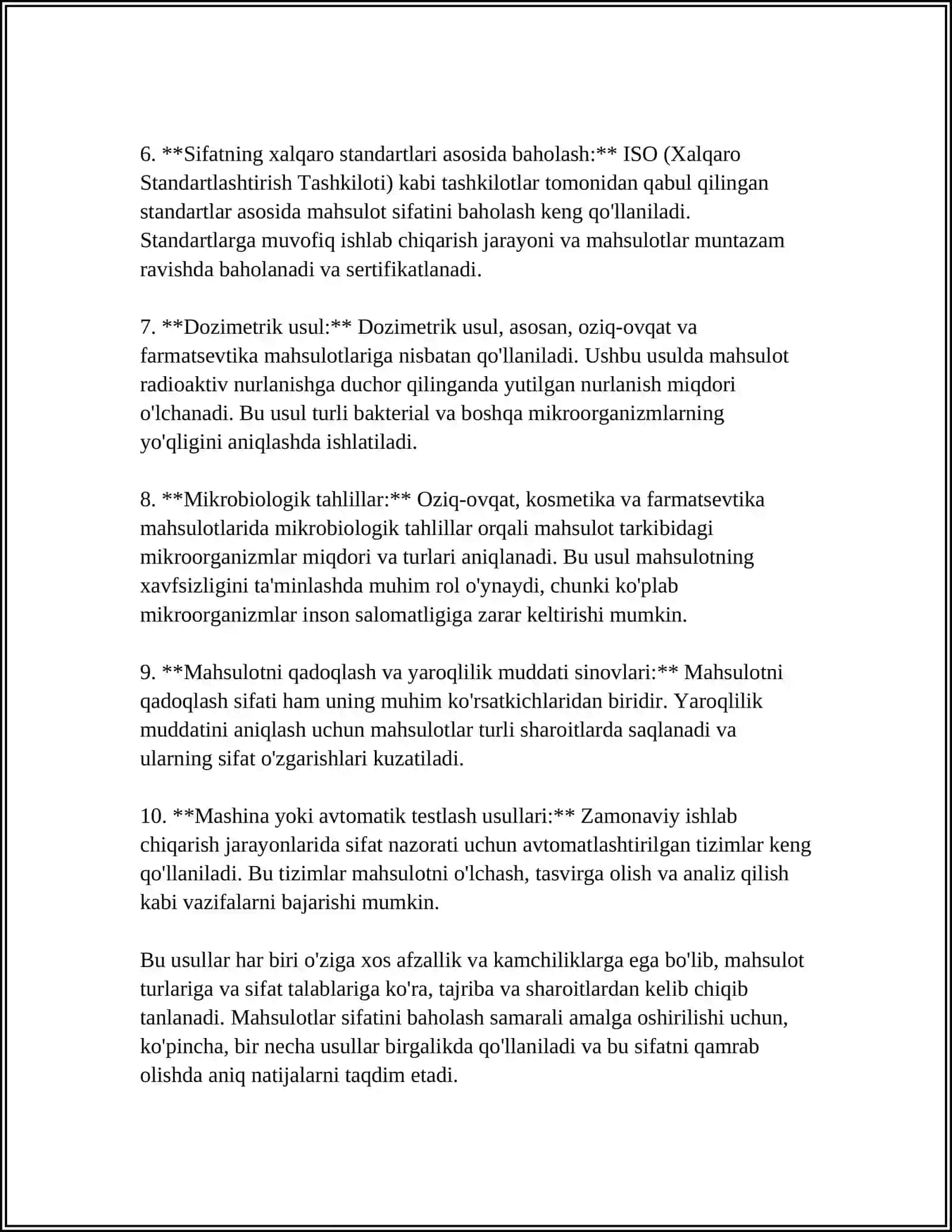 SOTILGAN MAHSULOTLAR SIFATINI TAHLIL QILISH 4