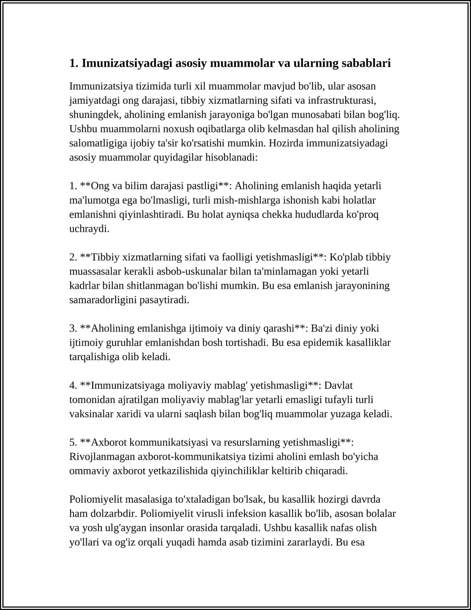 IMUNIZATSIYADAGI MUAMMOLAR SHAXSLAR ARO MULOQOT.AHOLINI EMLASH BILAN QAMRAB OLISH TENDENSIYA VA MILLIY EMLASH TAQVIMI.POLIMIYELIT HAQIDA TUSHUNCHA 4