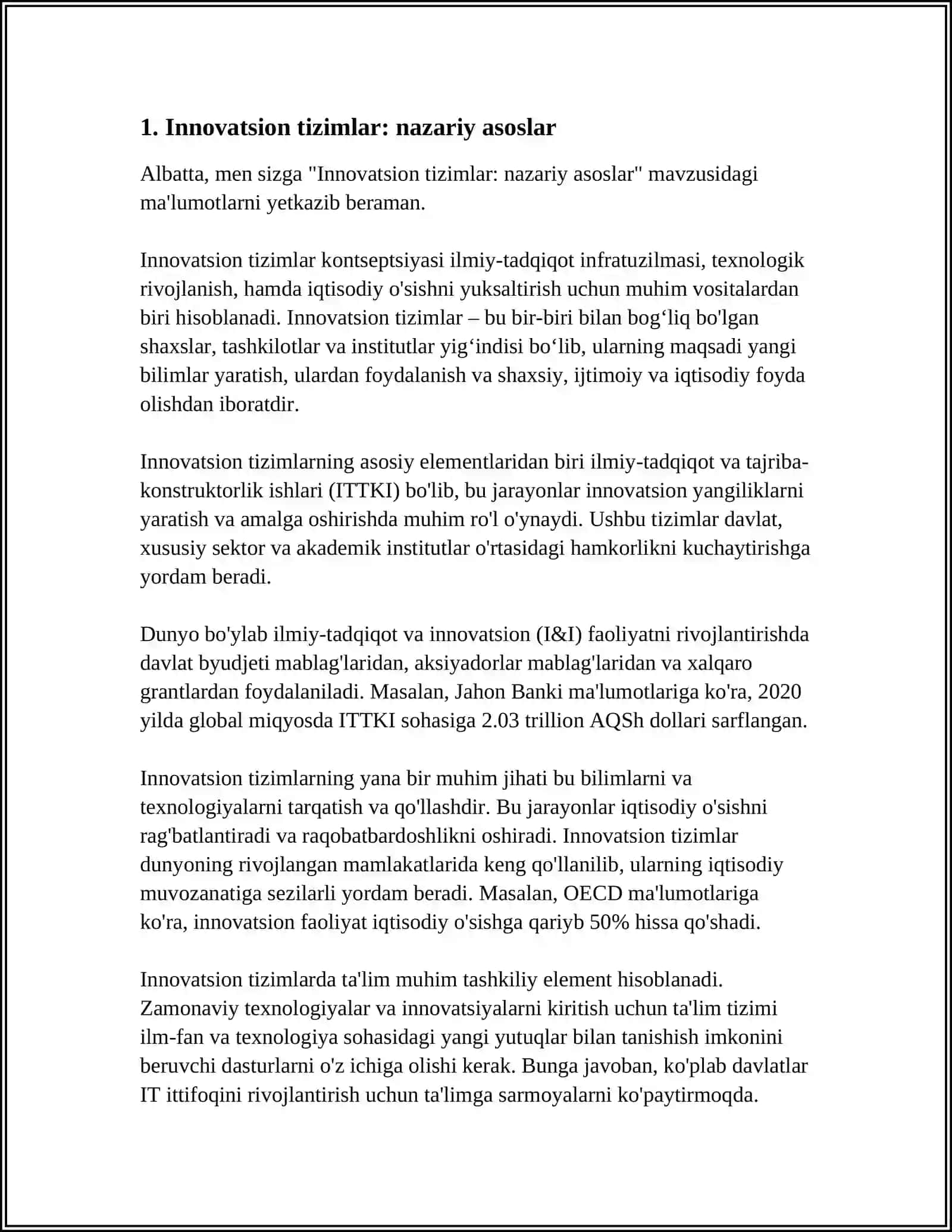 INNOVATSIYALAR TIZIMI VA INNOVATSION FAOLIYATNI DAVLAT TOMONIDAN TARTIBGA SOLISH 4