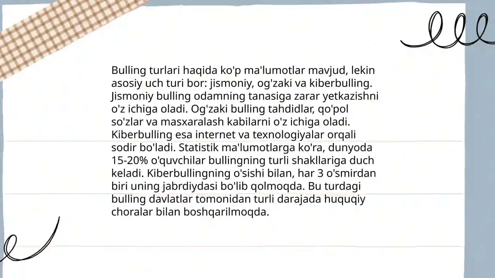 O'smirlar o'rtasida bulling muammolari 4