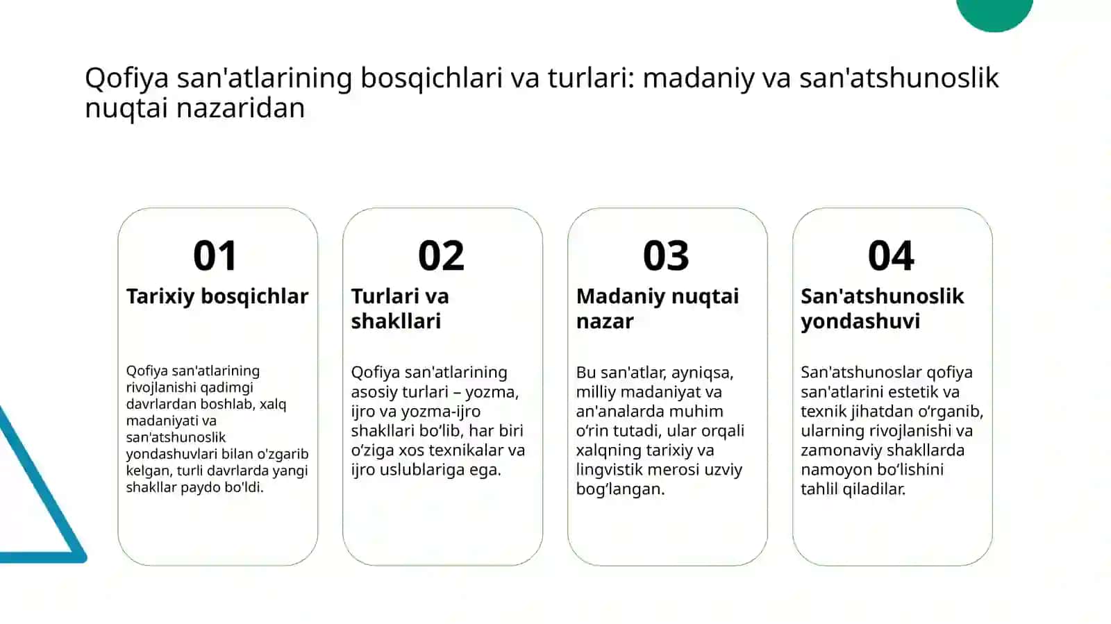 Qofiya san'atlariga misollar keltirish 4