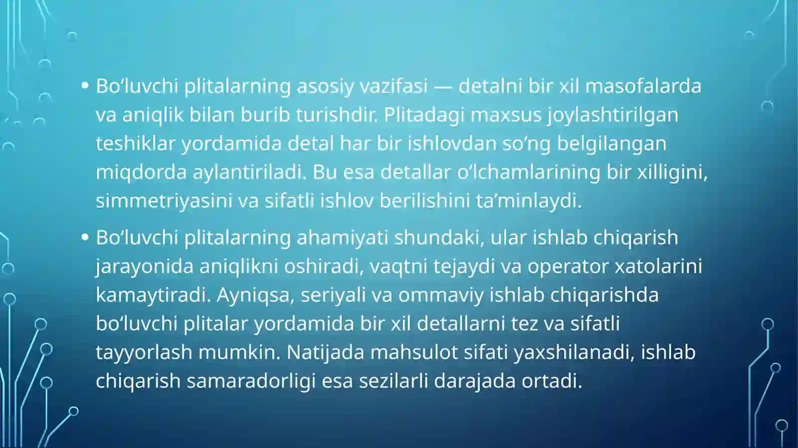 Frezalash dastgohlarini bo'luvchiplari 4
