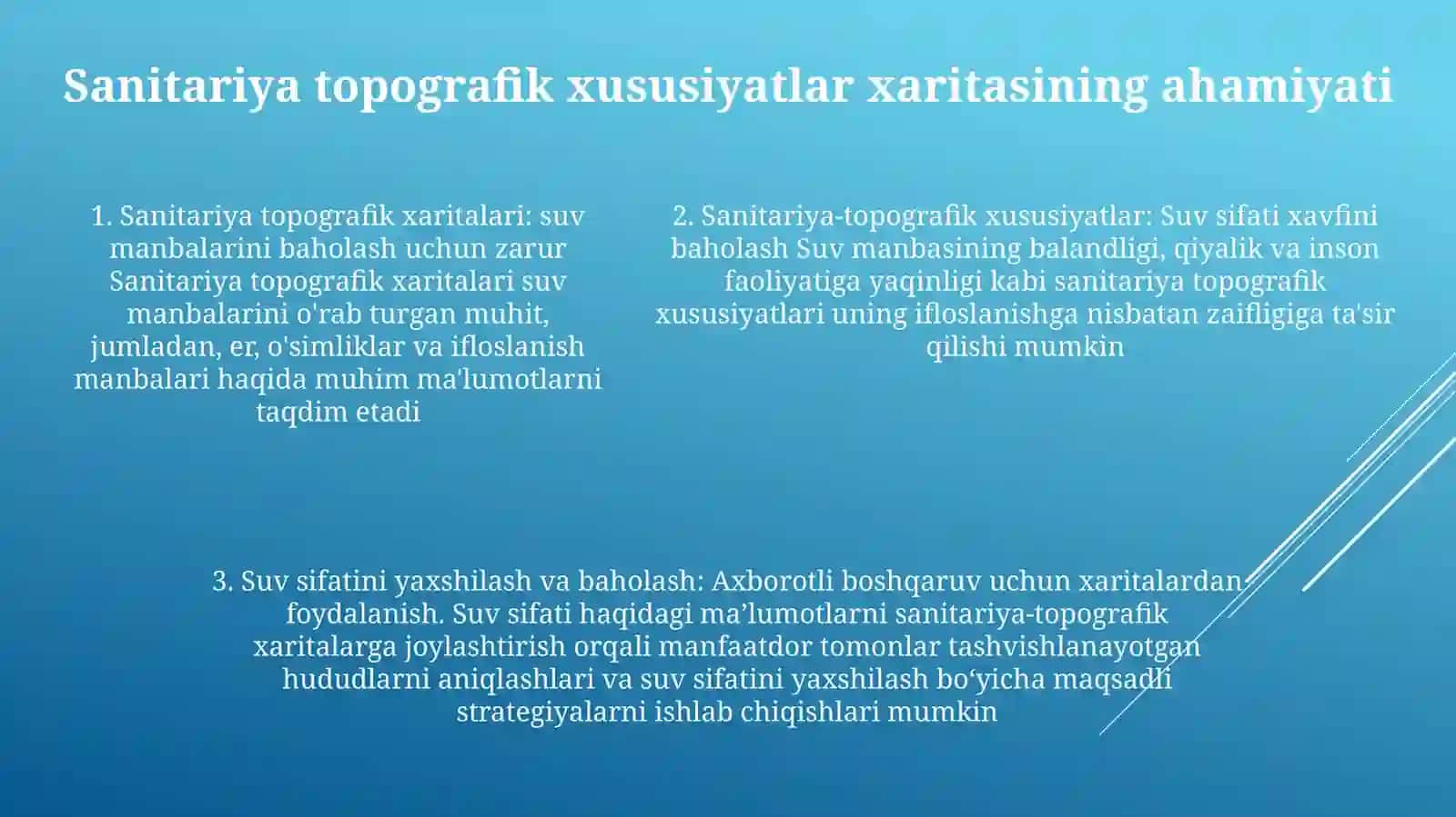 Dala Sharoitida Suv Manbasini Tanlash.Suv Manbasining Sanitariya Topagrafik Xususiyatlari Xaritasi.Suv Sifatini Yaxshilash Va Baholash 4