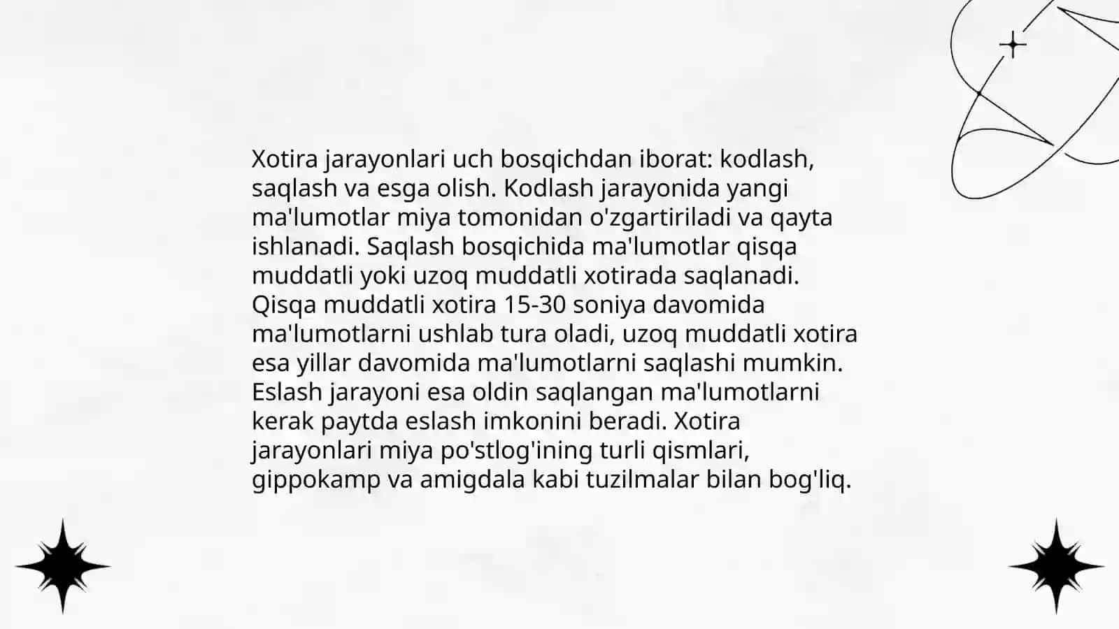 Xotira turi va uning jarayonlari 4