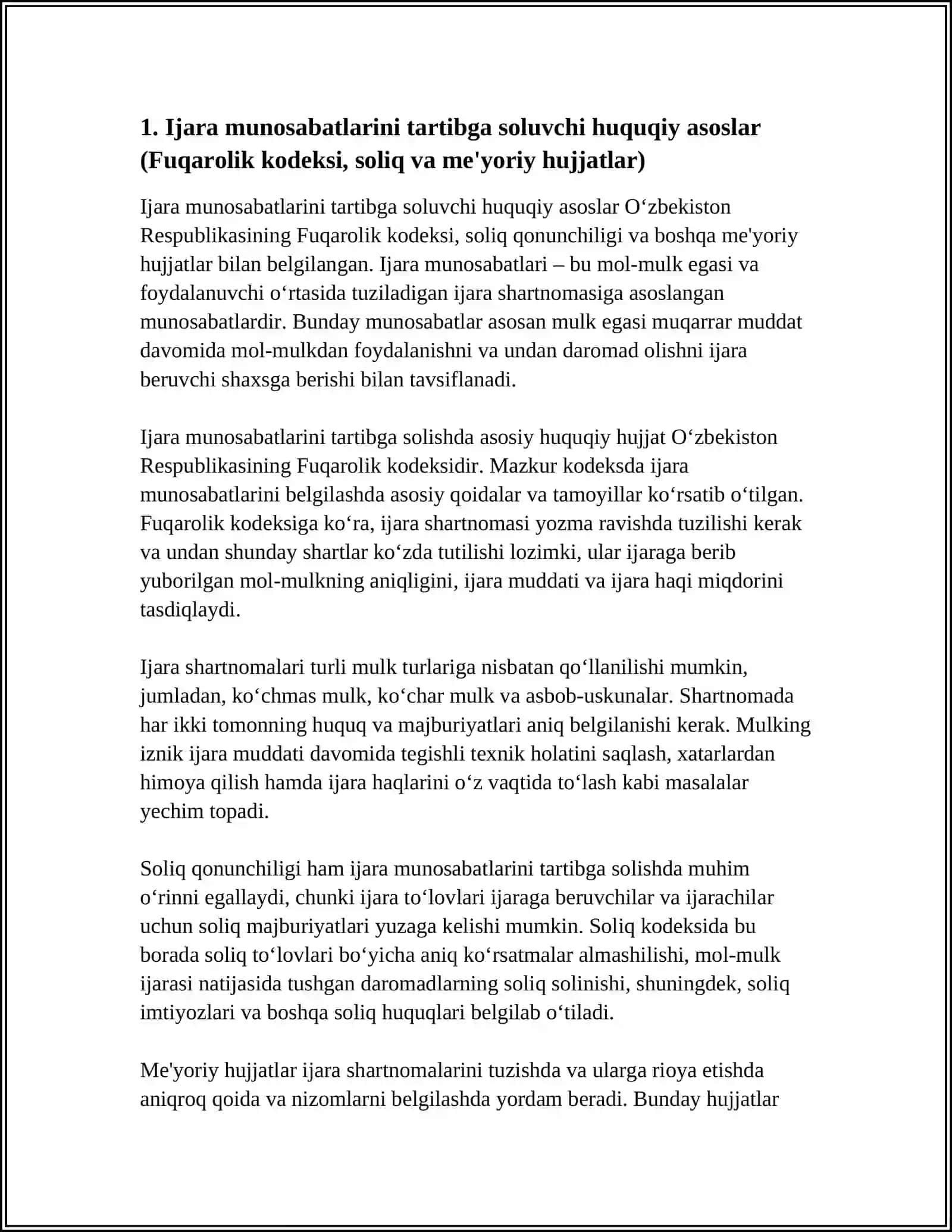 Ijara munosabatlarini tartibga solish 4