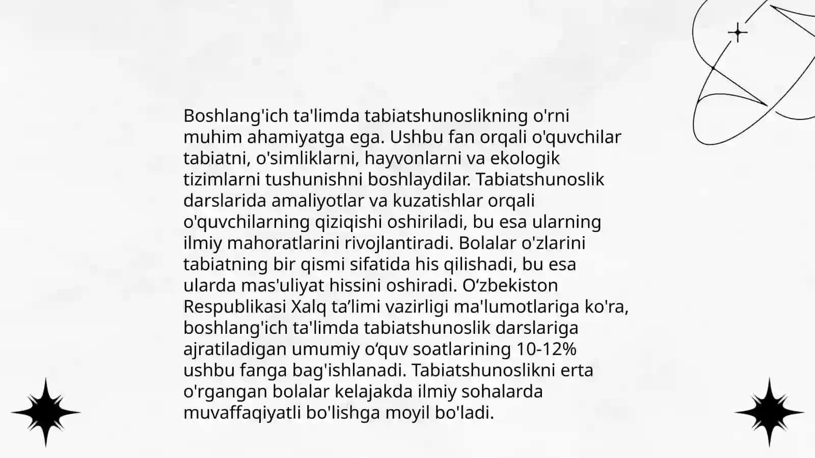 Boshlang'ich talim tabiy fanlar fanidan oq'tishning didaktik tamoyillarini o'rganish va tahlil qilish 4