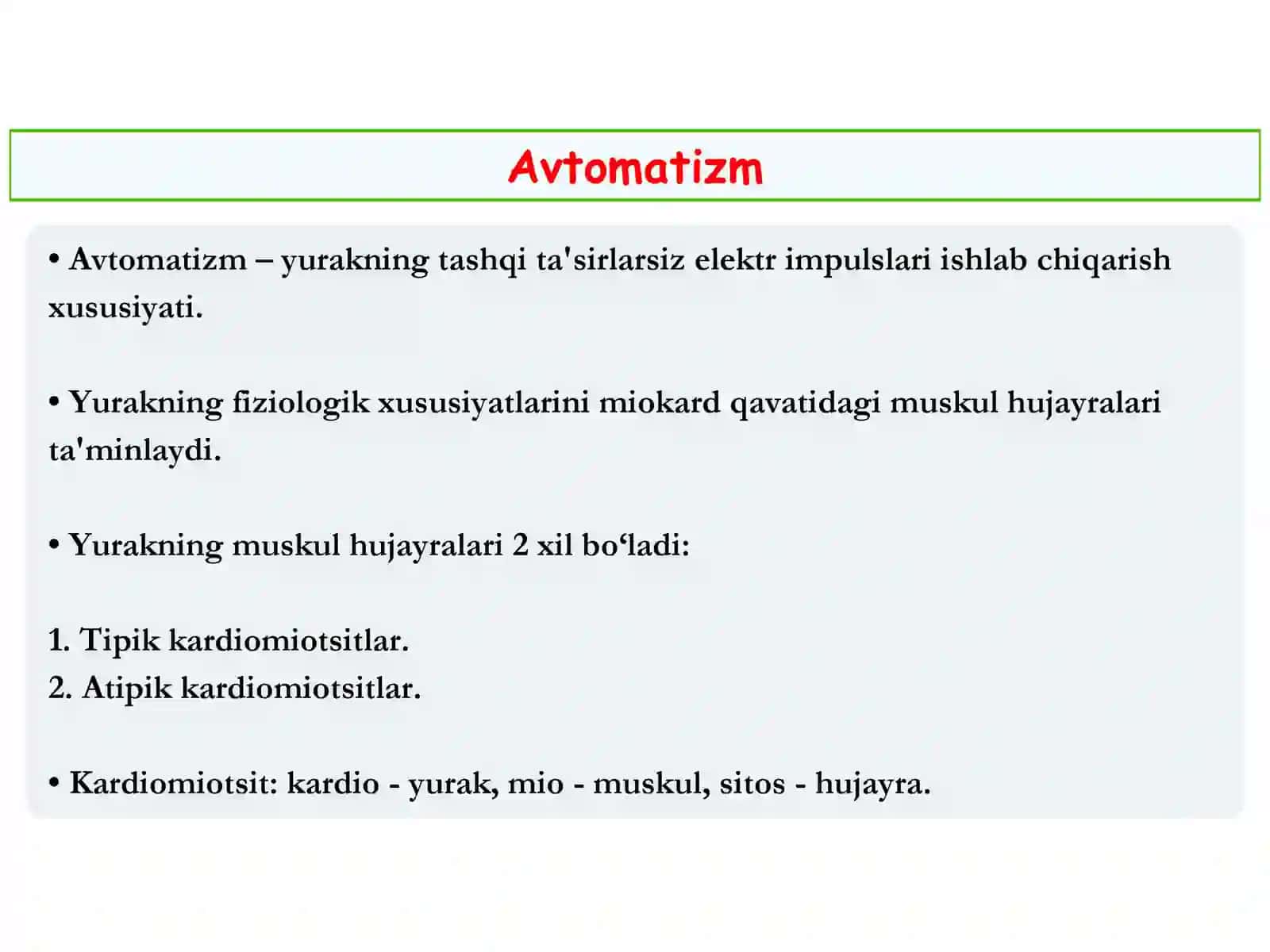QON AYLANISHI. YURAK MUSHAKLARI FIZIOLOGIK XOSSALARI 4