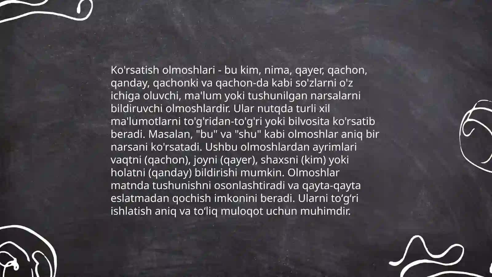 Olmosh. Olmoshlarning ma'no turlari 4