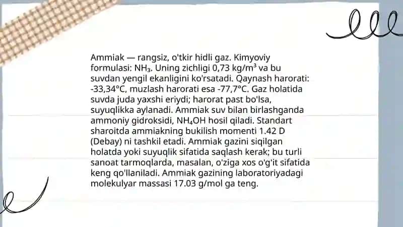 Ammiak ishlab chiqarish va xossalari 4