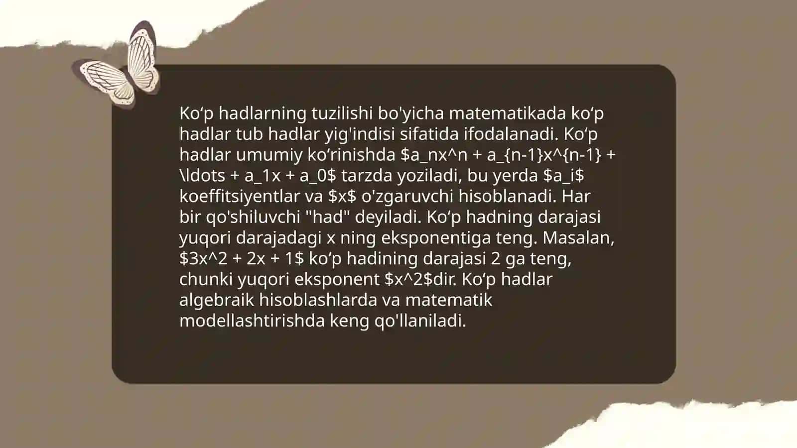 Ratsional koeffitsiyentli koʻp hadlar 4