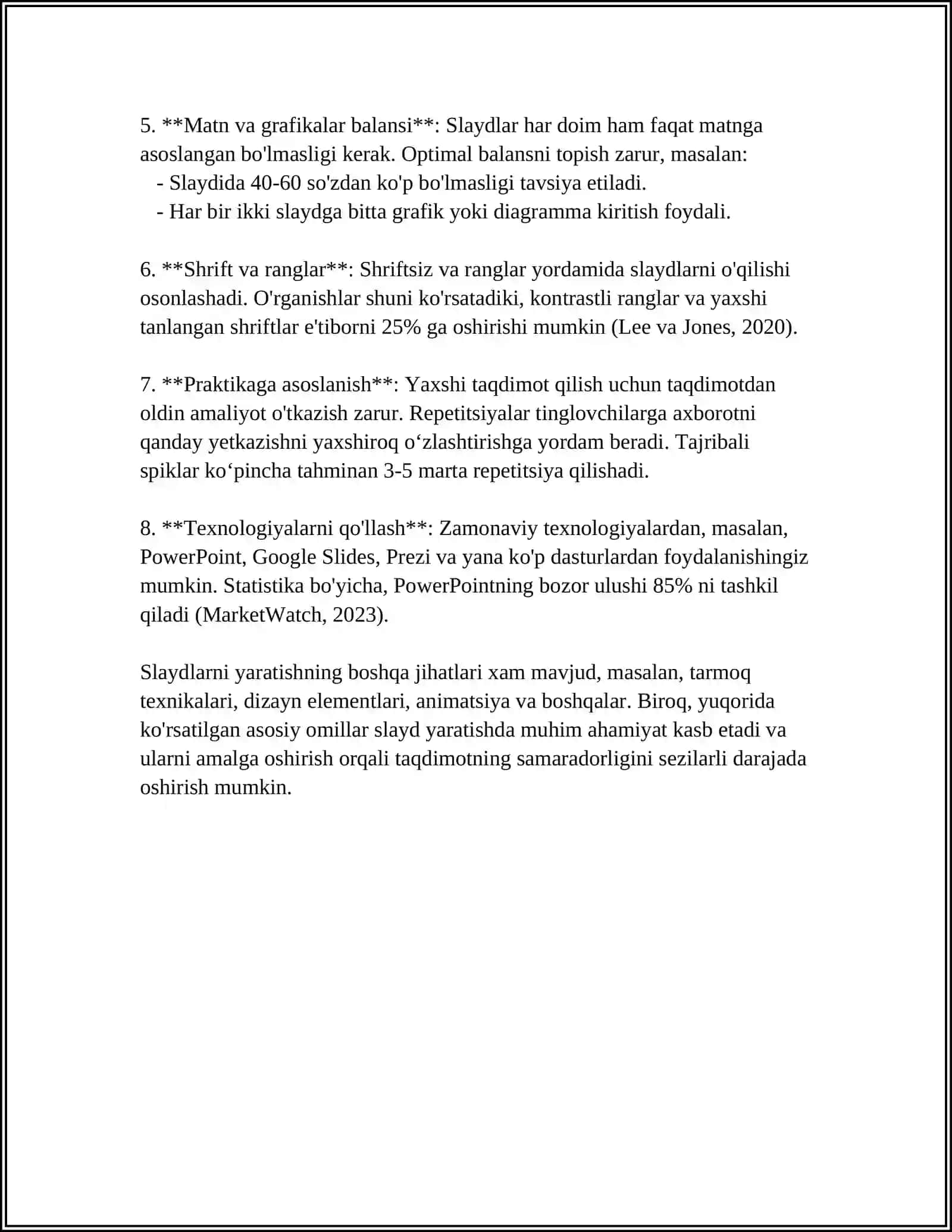 POWER POINT DASTURIDA TAQDIMOT NAMOYISHINI BOSHQARISH 4