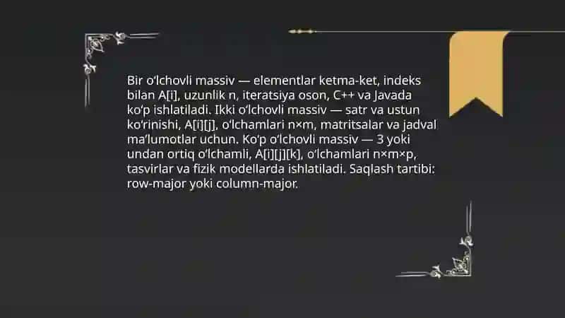 Massivlar haqida tushuncha 4