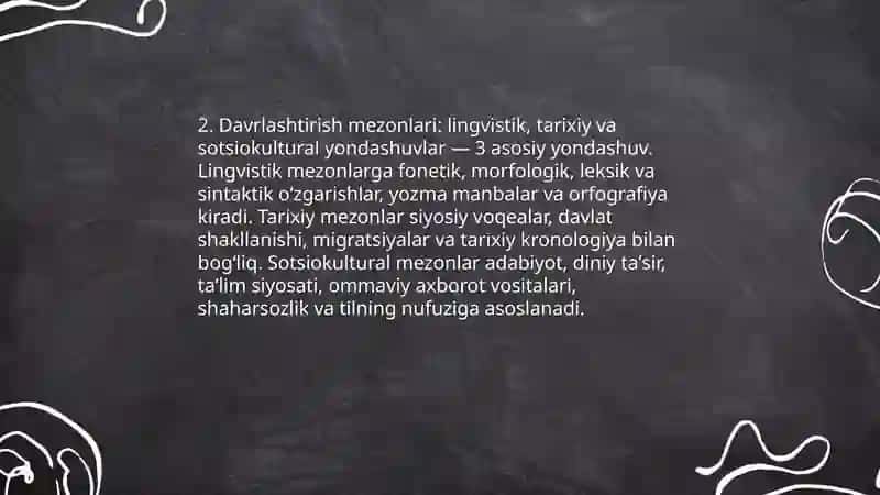O‘zbek tili tarixini davrlashtirish xususida o’zbek tilshunoslari dunyoqarashi 4