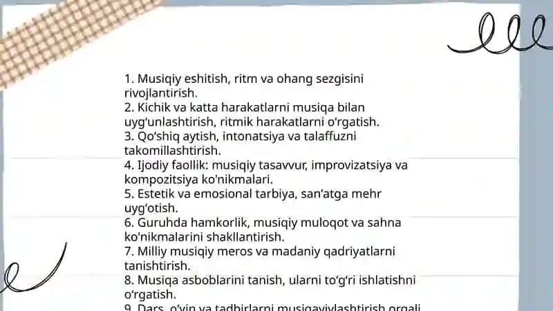 Maktabgacha ta'limda musiqaviy tarbiyaning maqsad va vazifalari 4