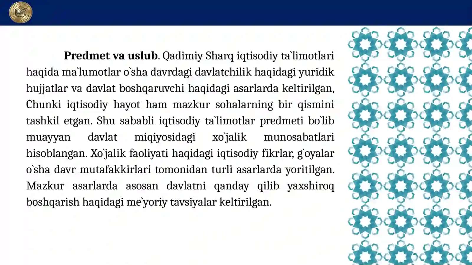 Qadimgi sharq, antik dunyo, feodal jamiyat va ilk kapitalizmning iqtisodiy ta’limotlari 4
