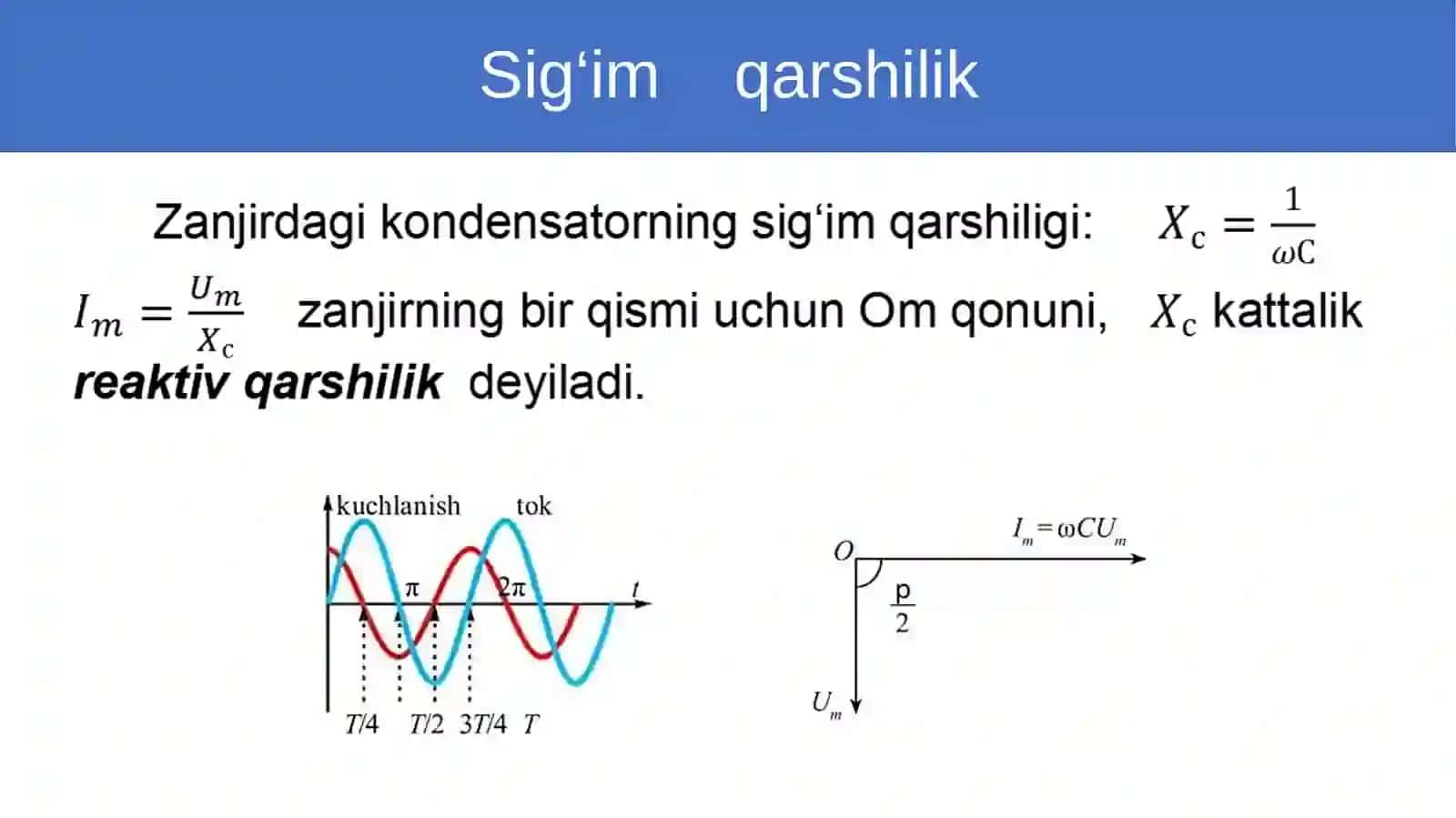 O‘zgaruvchan tok zanjiridagi kondensator 4