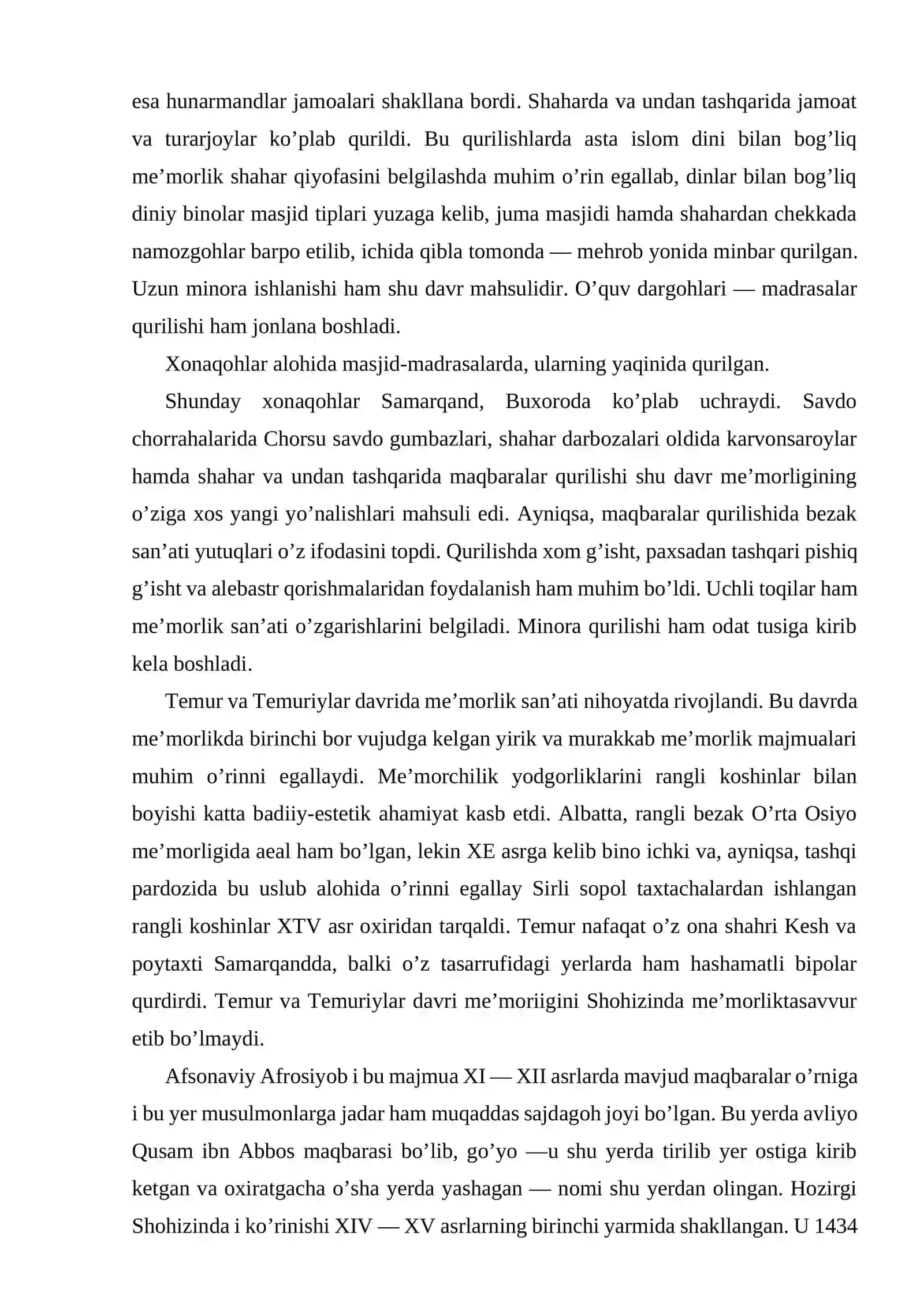 O’zbekiston me’morchilikida (Samarqand shaxridagi tarixiy obidalar haqida umumiy ma’lumot) 4