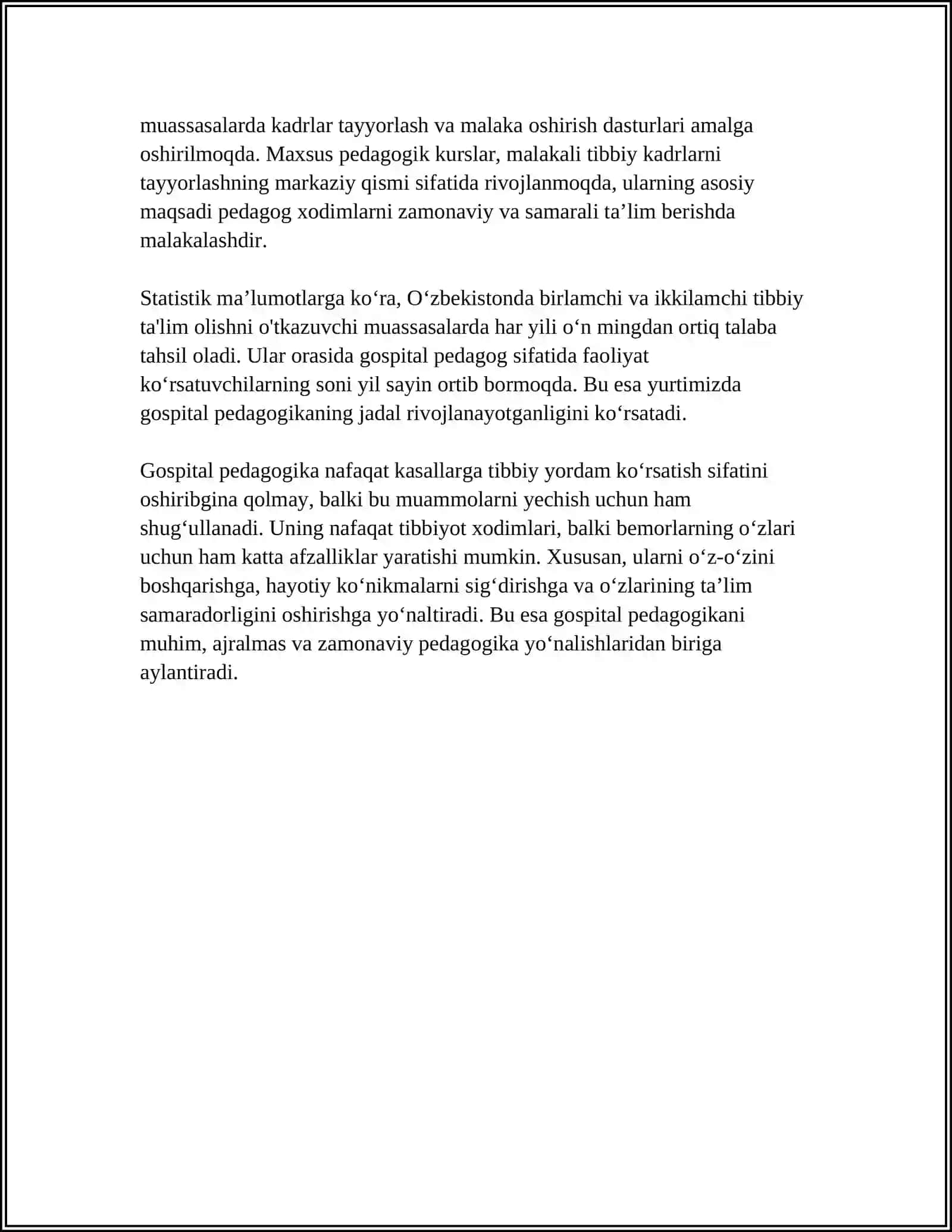 GOSPITAL PEDAGOGIKA MUAMMOLARINI OʻRGANISH 4