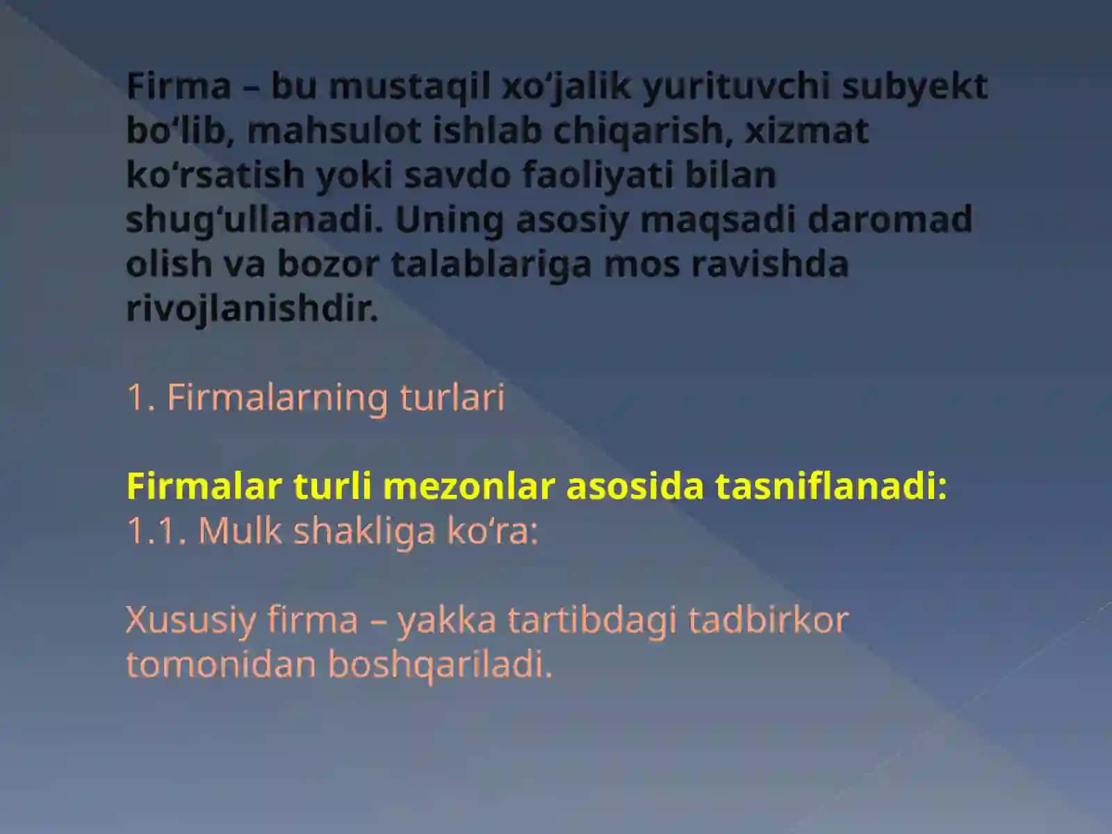 Firmalar Tashkiliy-iqtisodiyasoslari 4