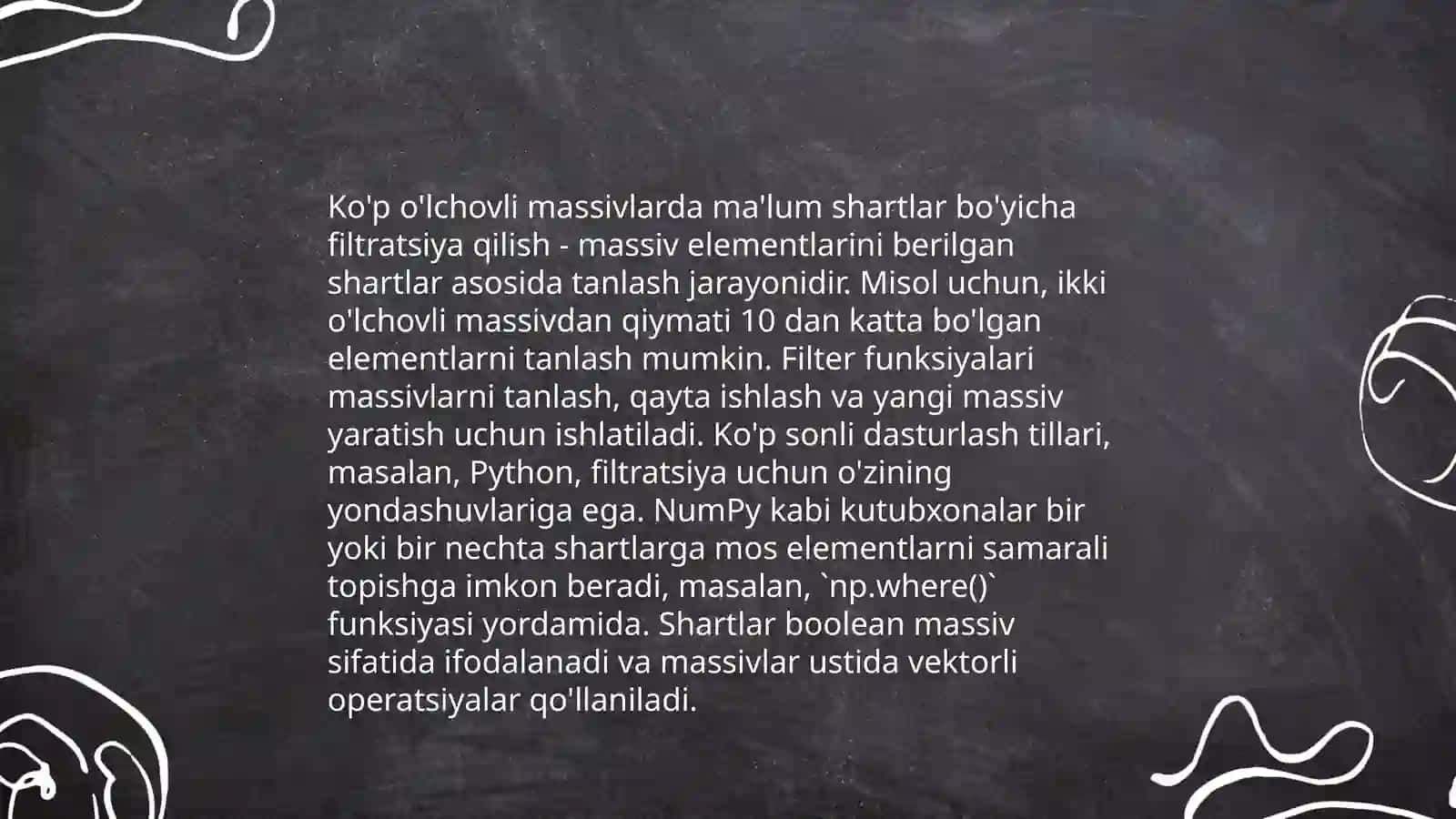 Ko'p o'lchovli massivlarni ma’lum shartlar asosida saralash 4