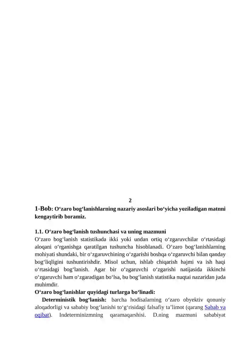 O'zaro bog'lanishlarni statistik o'rganish 4