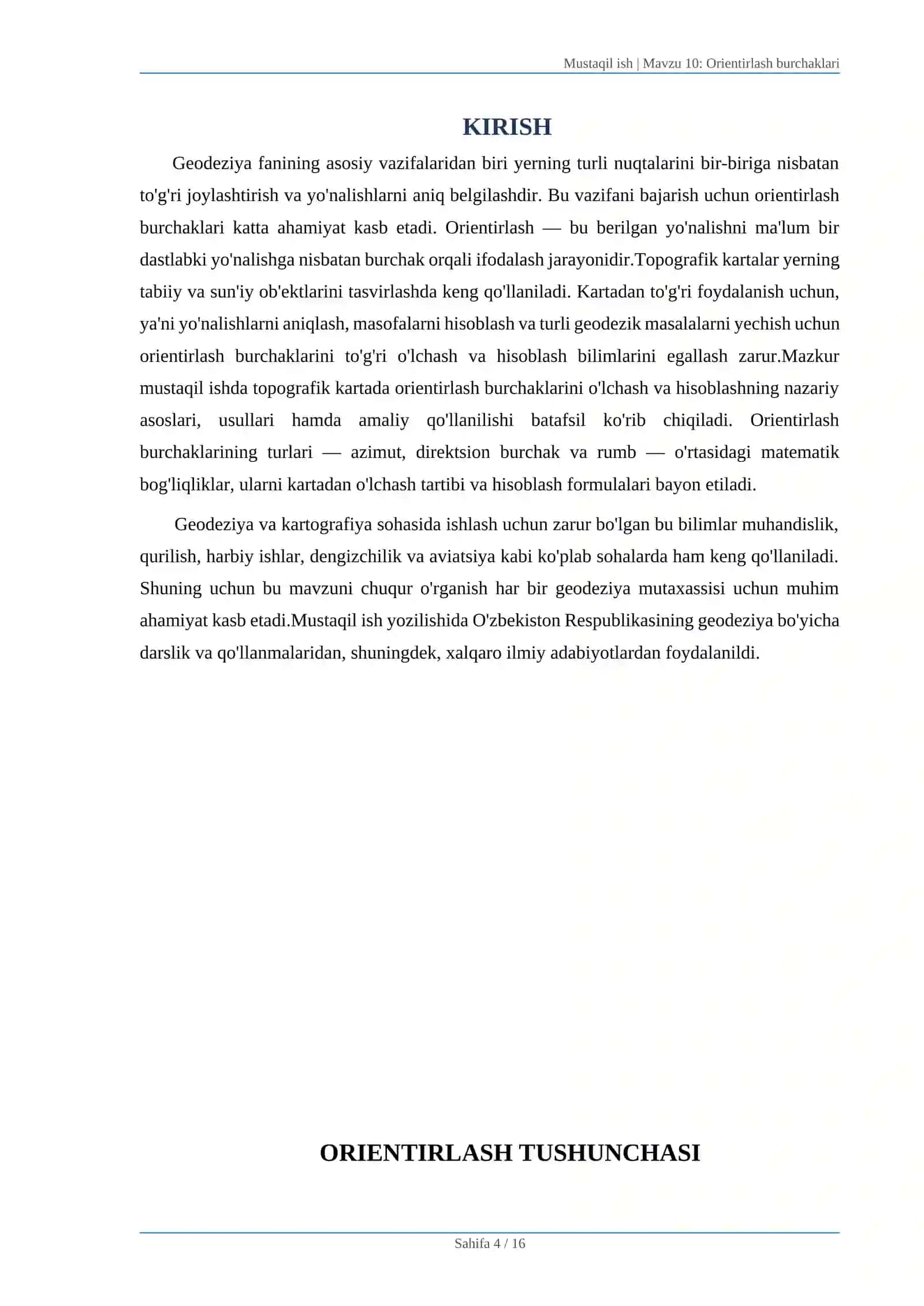 Orientirlash burchaklari 4