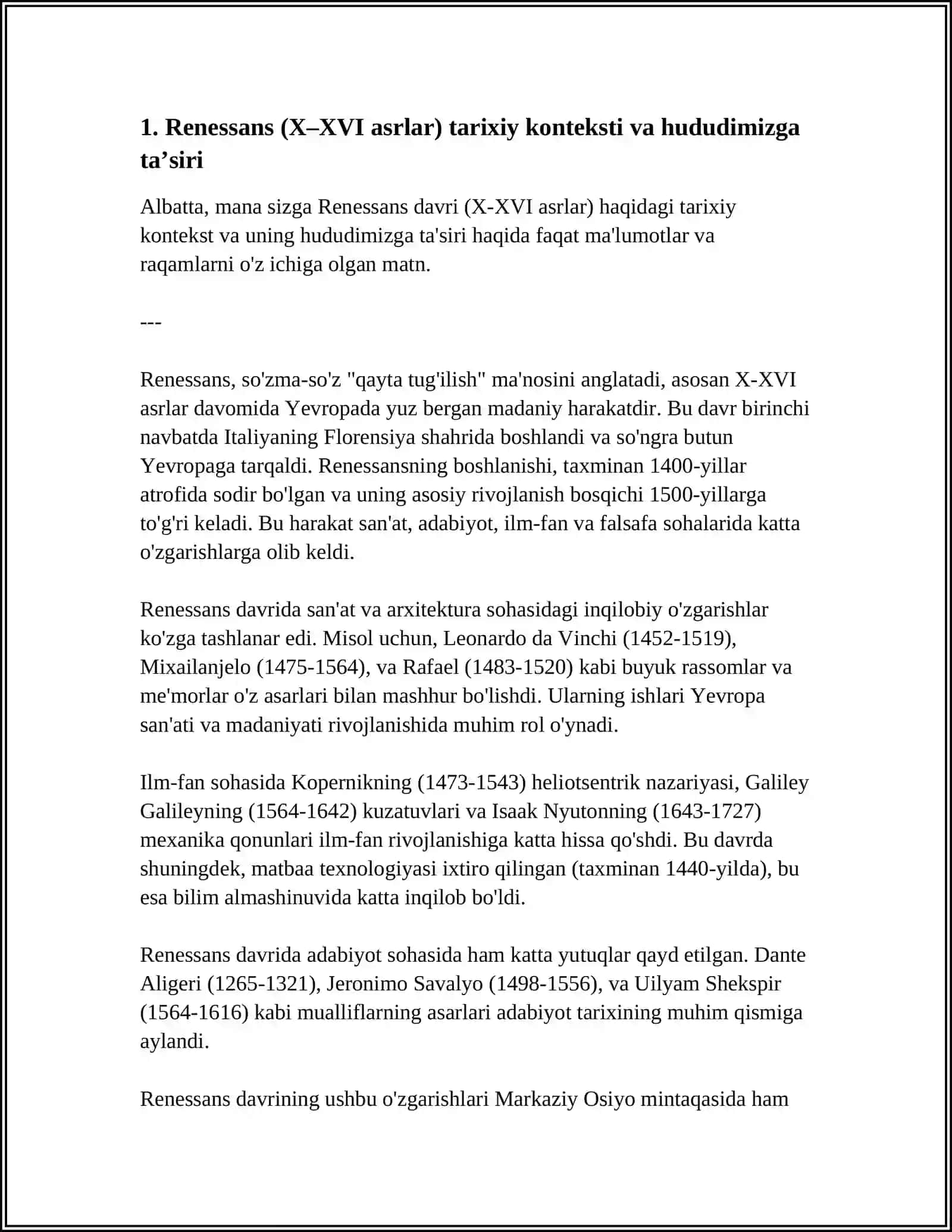 Renessans (X-XVI asrlar) 4