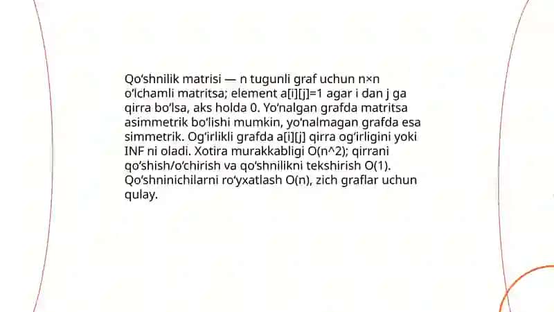 Grafflarni amalga oshirish algoritmlari 4