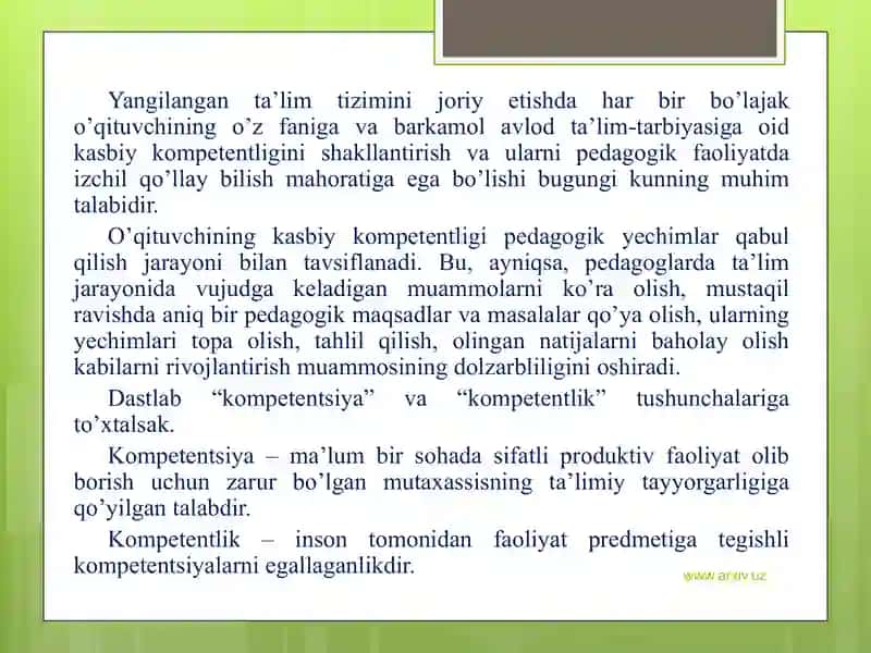 Kasbiy ta`lim sohasidagi islohotlar va yangi pedagogik texnologiyalar zaruriyati 4