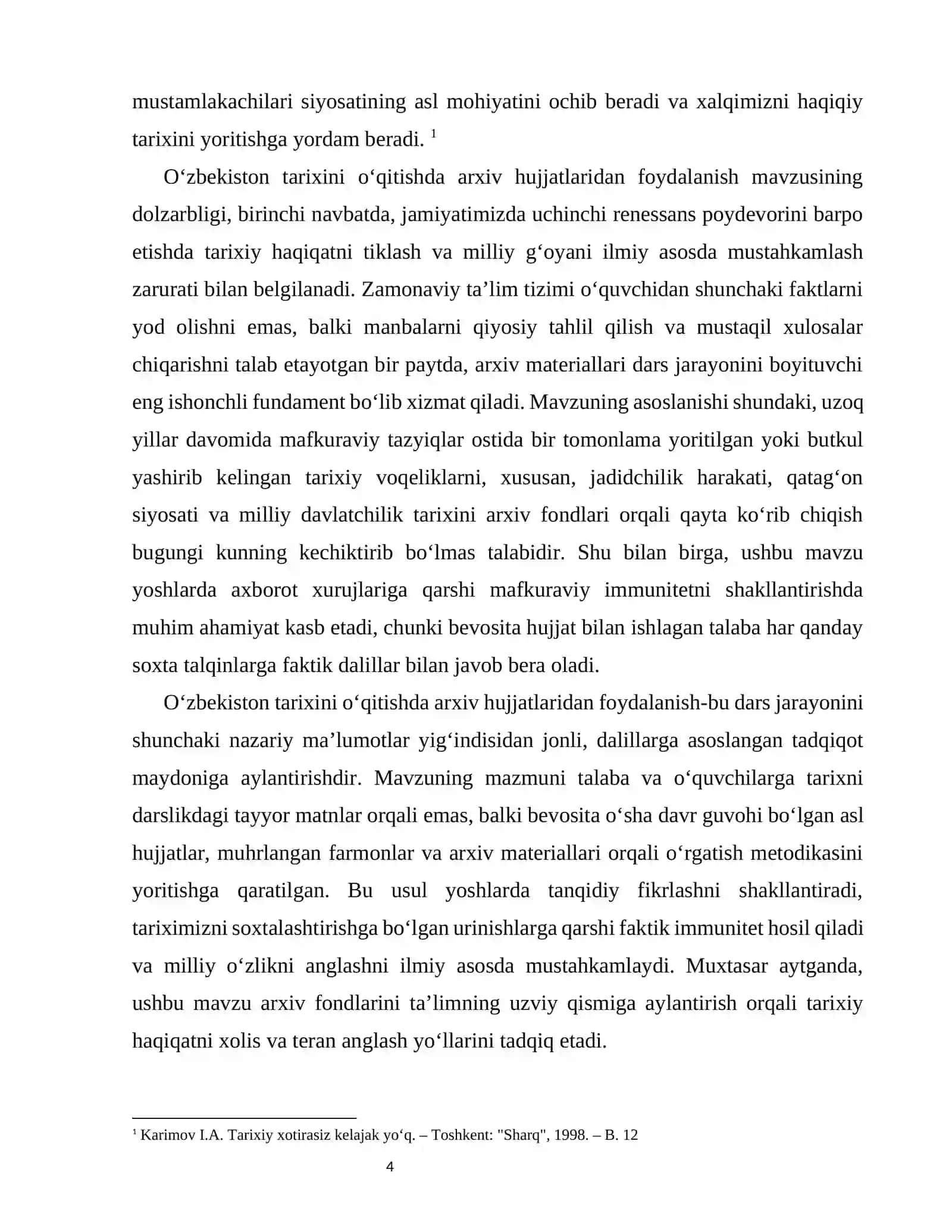 O’zbekiston tarixini o’qitishda tarixiy manbalar arxiv hujjatlaridan foydalanish 4