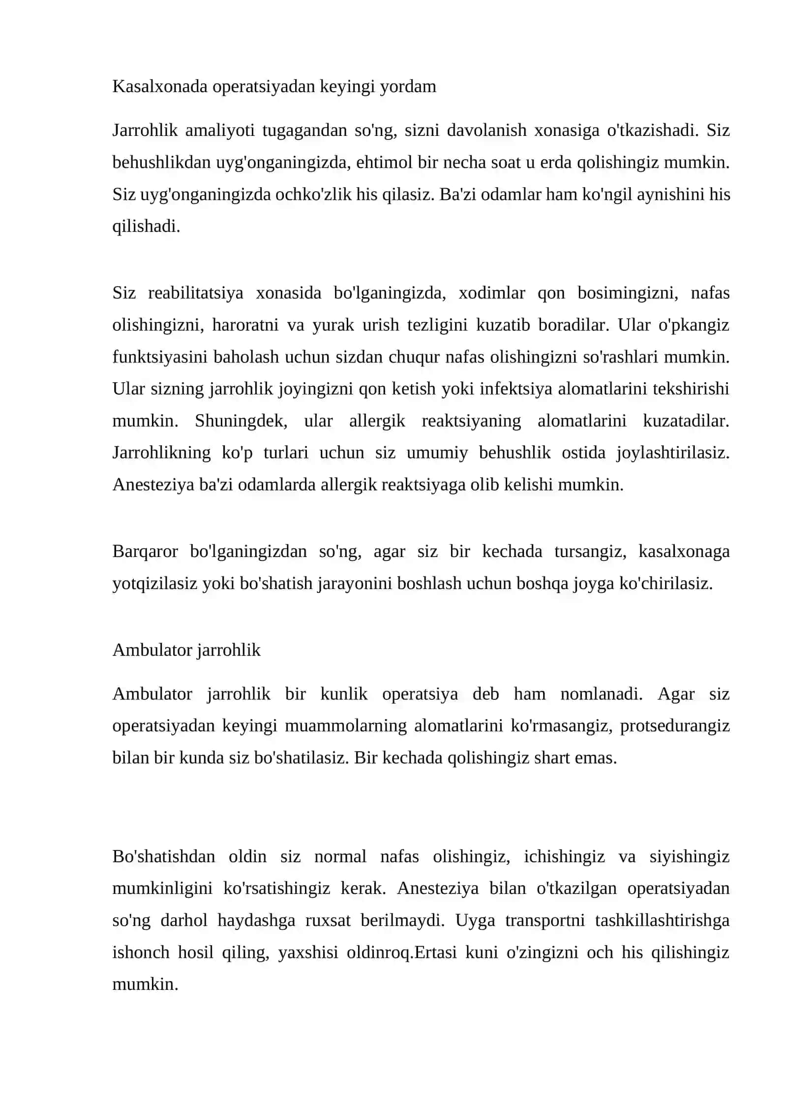Operatsiyadan chiqqan bemorga gigienik muolajalar 4