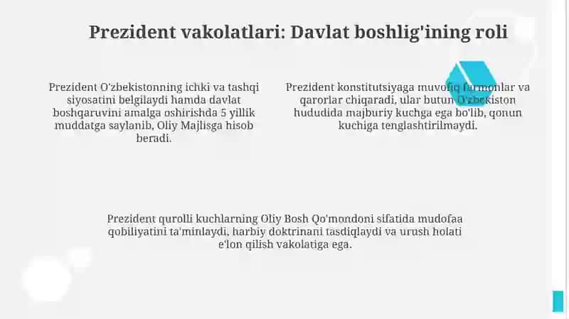 O'zbekiston davlat hokimyatni amalga oshirishning huquqiy asoslari 4