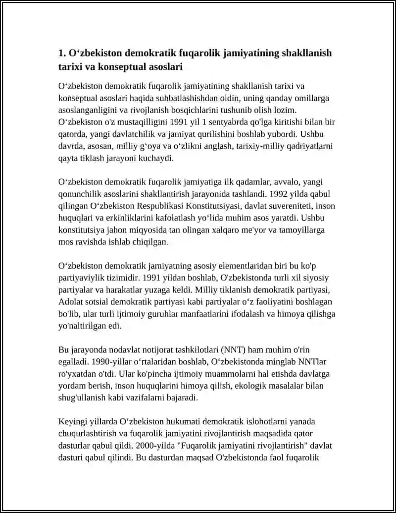 OʻZBEKISTON DEMOKRATIK FUQAROLIK JAMIYATI ASOSLARINING SHAKLLANISHI AMALGA OSHIRILGAN SIYOSIY ISLOHOTLAR 4