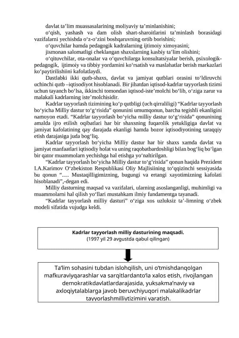 O‘ZBEKISTON RESPUBLIKASIDA TA’LIMGA OID MEYORIY HUJJATLAR 4