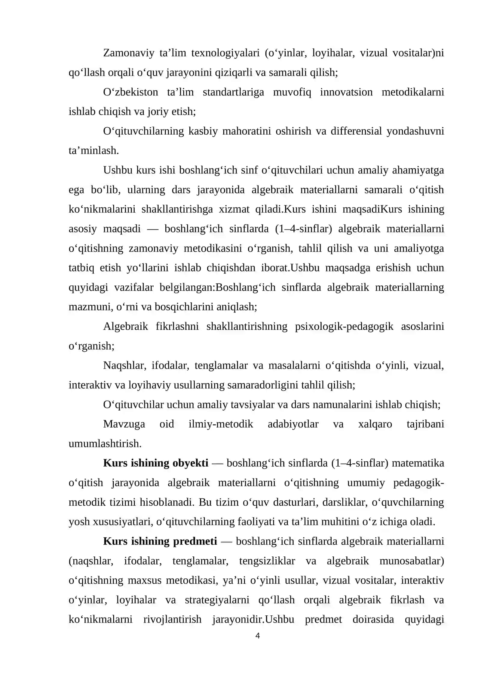 Algebraik materiallarni o‘qitish metodikasi 4