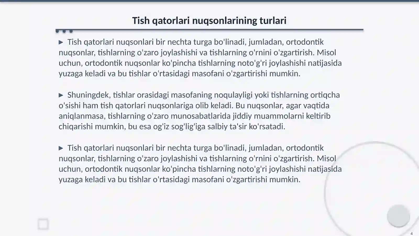 Tish qatorlari nuqsoni natijasida yuzaga keladigan tish jag tuzimidagi patologik ozgarishlar 4