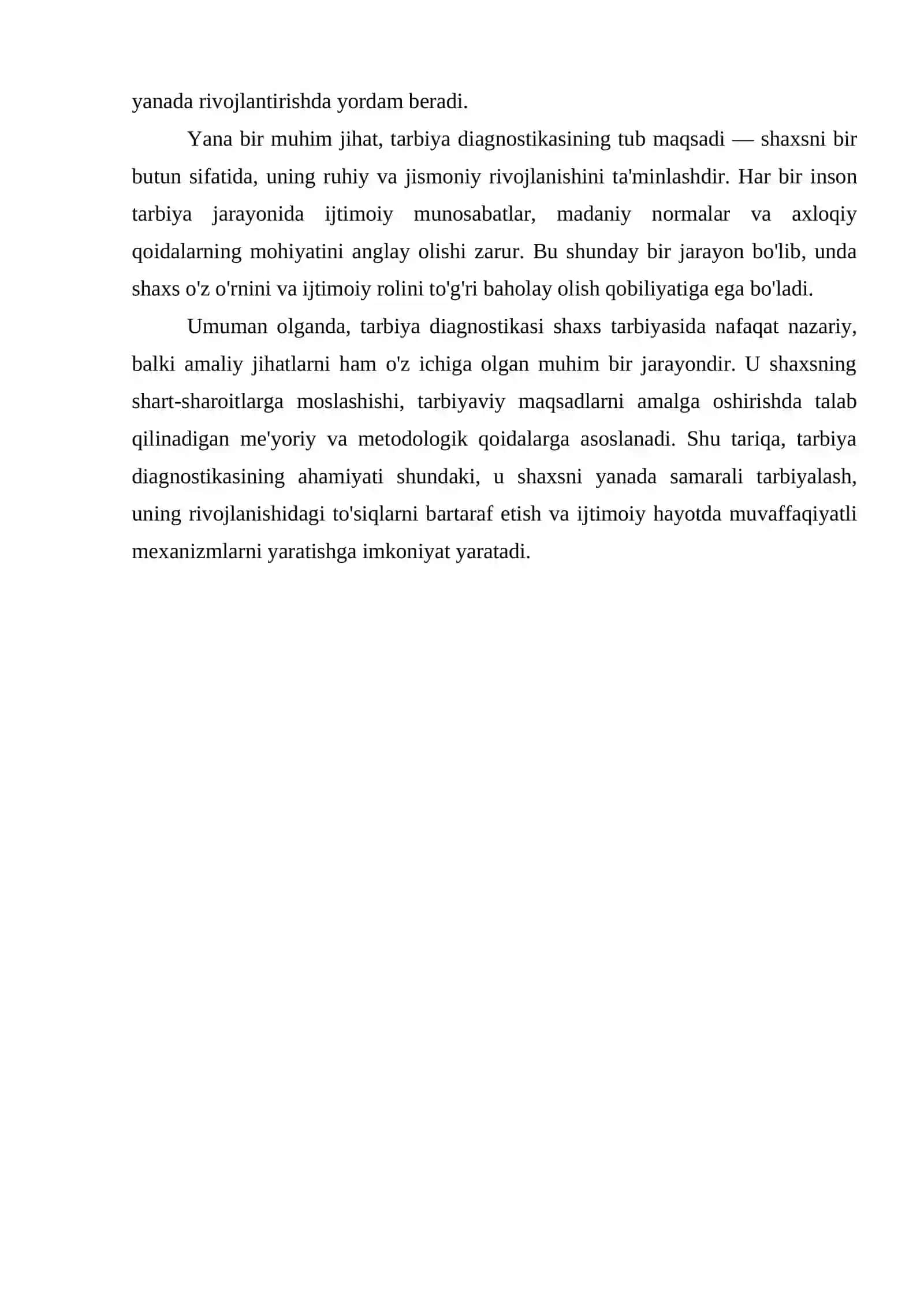 TARBIYA DIAGNOSTIKASINING SHAXS TARBIYASIDAGI OʻRNI 4