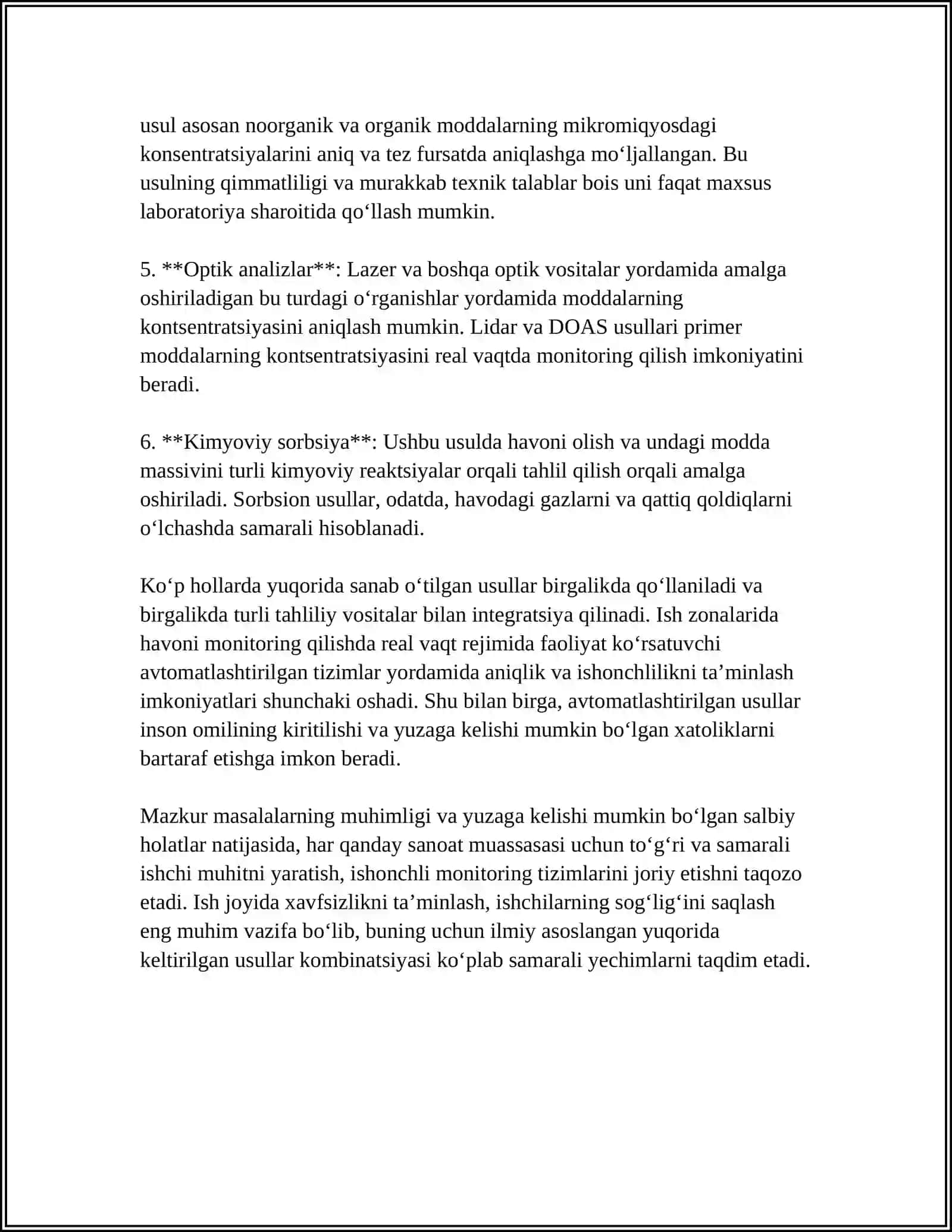 ISH ZONASI HAVOSIDA ISHLAB CHIQARISH ZAHARLARI MIQDORINI ANIQLASH USULARI 4