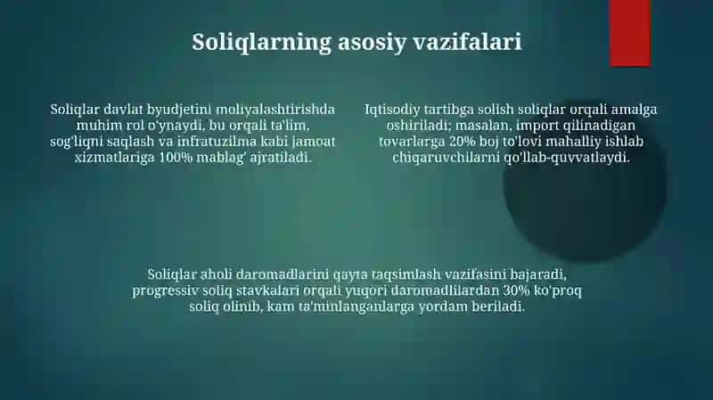 Soliqlar, ularning vazifalari va turllari 4