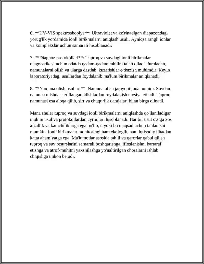 TUPROQ VA SUVNING IONLI BIRIKMALAR BILAN IFLOSHLANISHINI ANIQLAB ULARDAN TOZALASH ĢOYASINI YARATISH 4