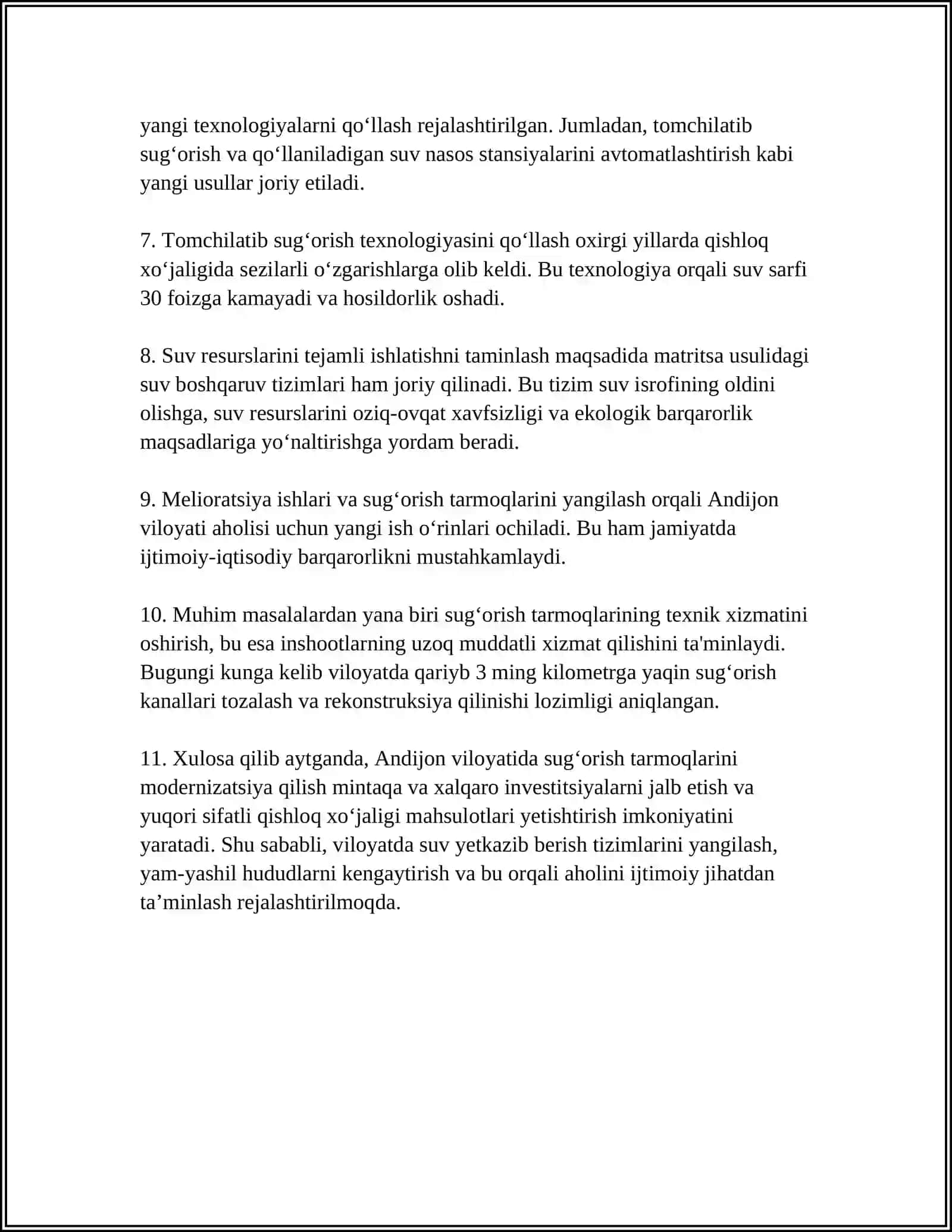 Mavzu: "MENING QISHLOGʻIM" MAVZUSIDA MELIORATSIYASI ANDIJON VILOYATI 4