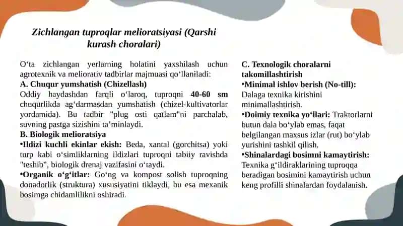 O‘tazichlangan tuproqlar va ularning melioratsiyasi 4
