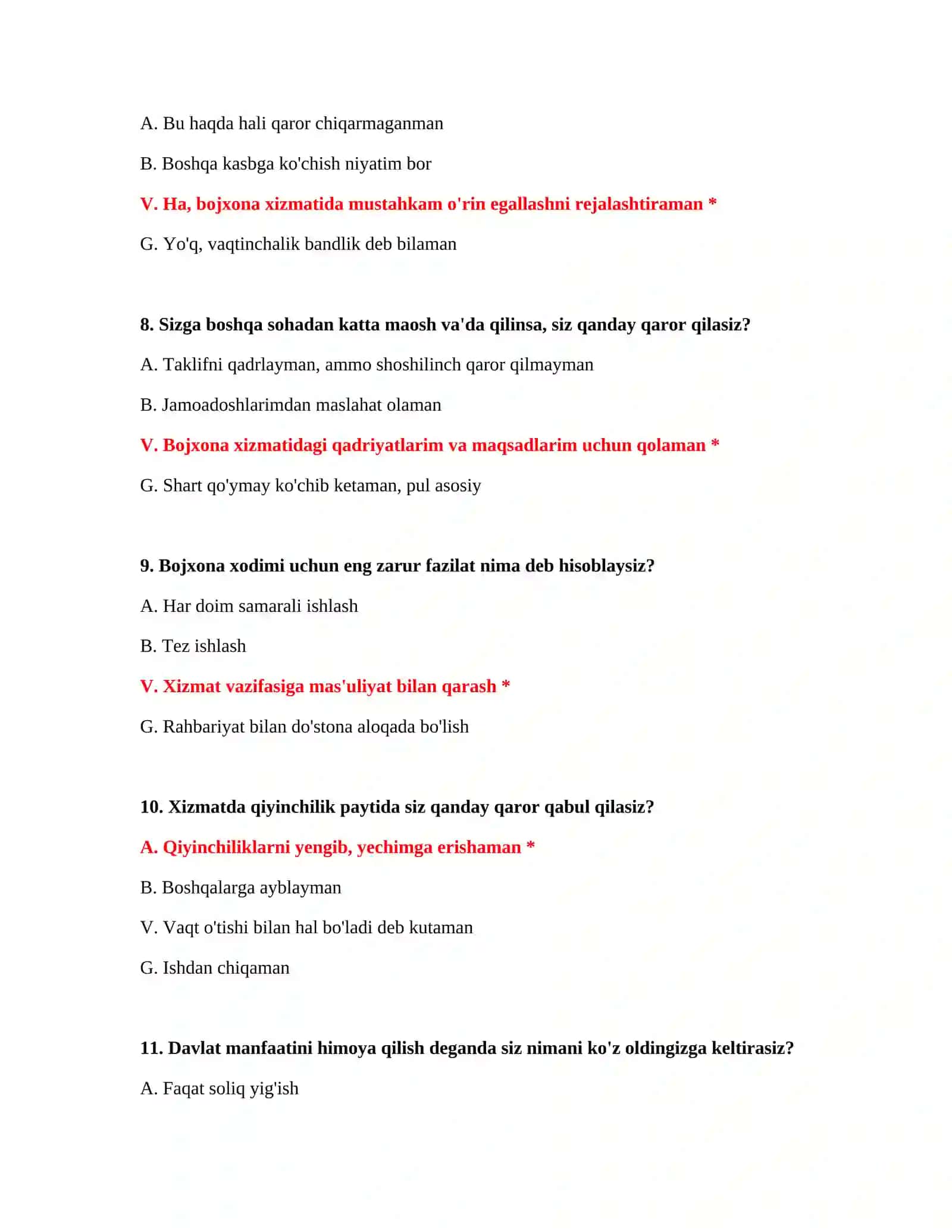 PSIXOLOGIK TAYYORGARLIK VA TO'LIQ SAVOL VA JAVOBLAR TO'PLAMI 4
