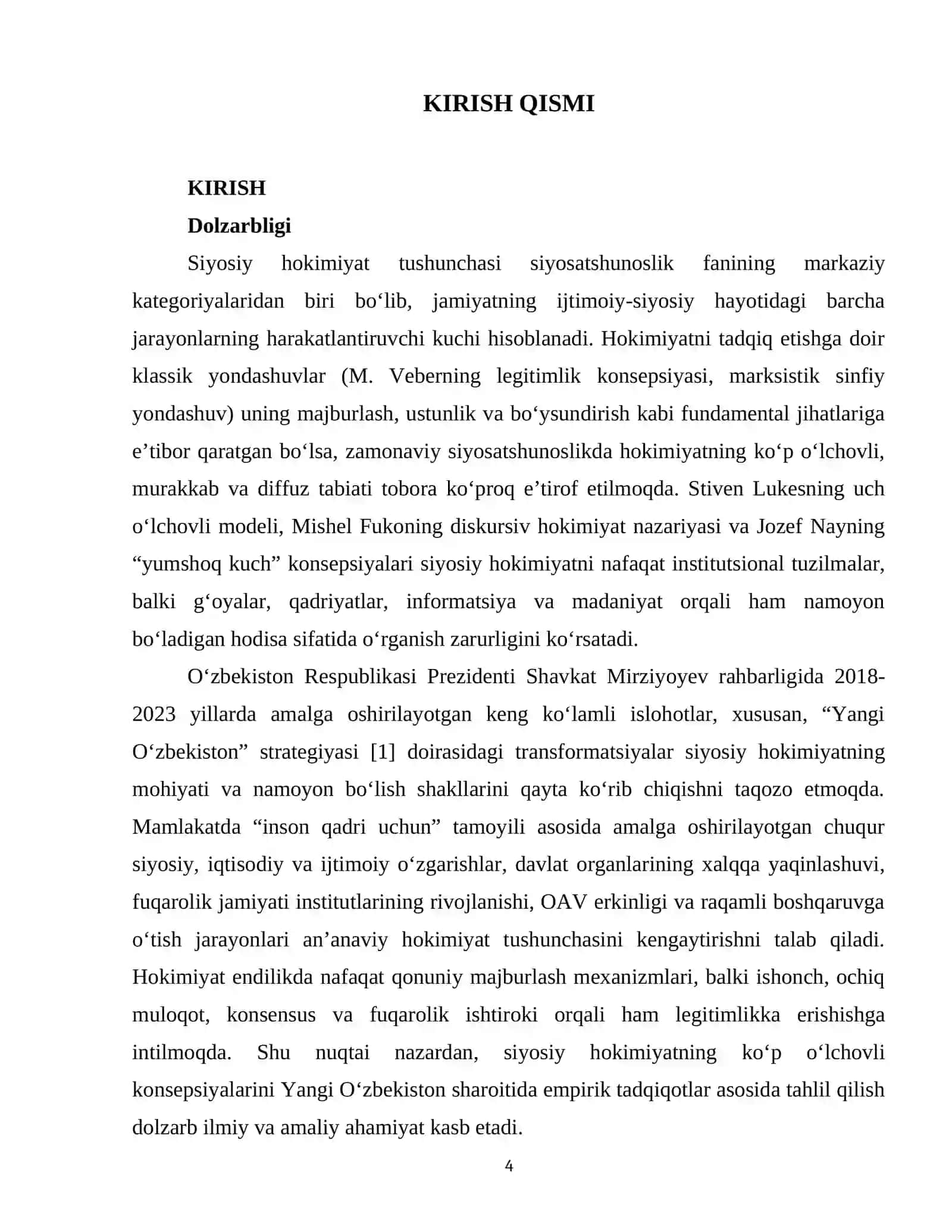 Siyosiy hokimiyatning koʻp oʻlchovli tushunchalari:empirik tadqiqot natijalari asosida tahlil 4