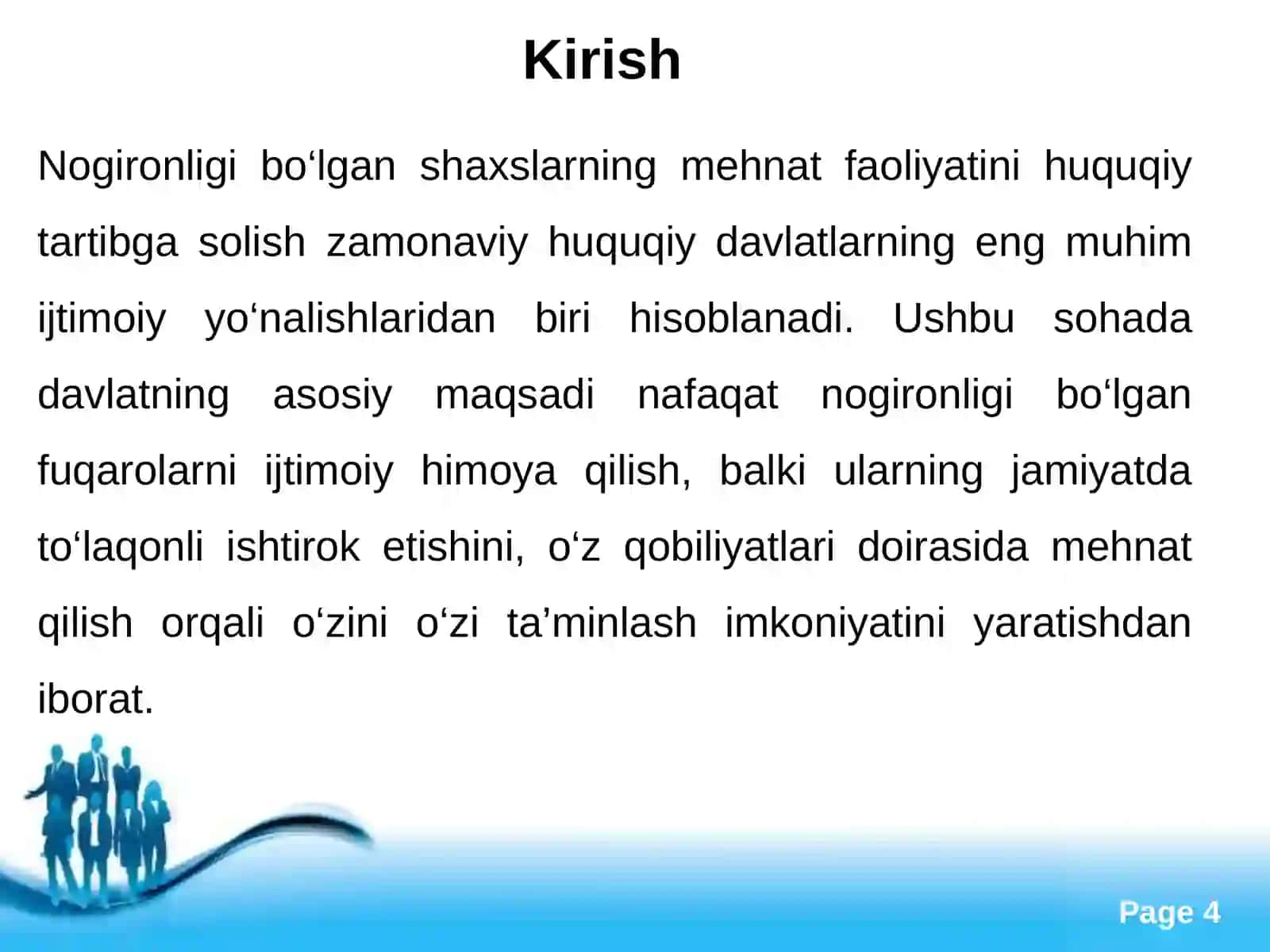 Nogironligi bo‘lgan shaxslarning mehnatini huquqiy jihatdan tartibga solishning o‘ziga xos xususiyatlari 4